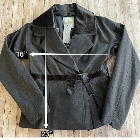 Tracy Reese Detachable Leather Collar Suit Jacket - Picture 10 of 11